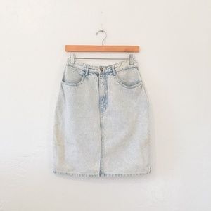 Vintage 80's Acid Wash Denim Wiggle Mini Skirt